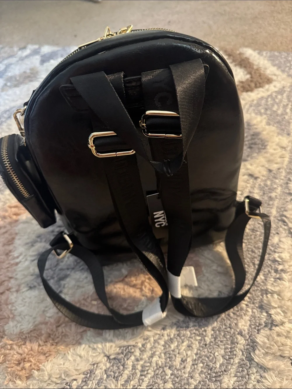 Madden NYC Black Faux Leather Backpack